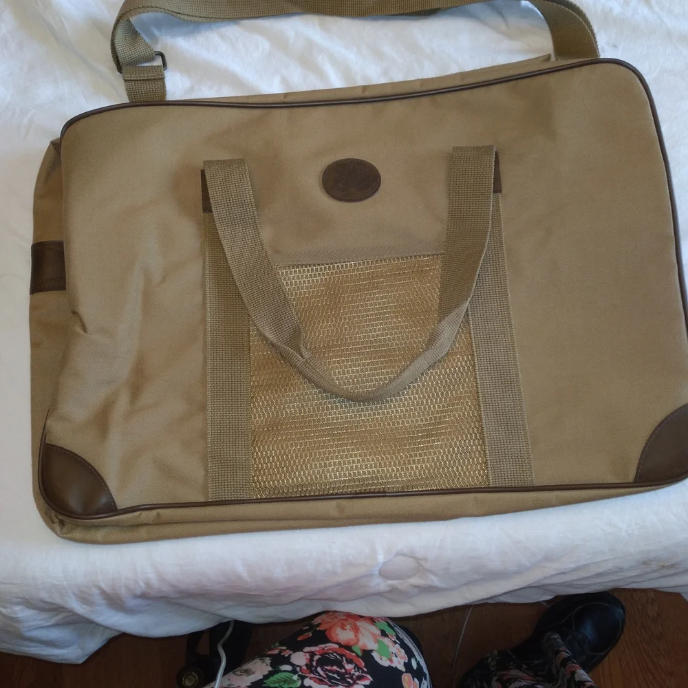 Classic Men's Duffel Bag in Tan - Travel & Gym Carryall Canvas W/Leather Detail
